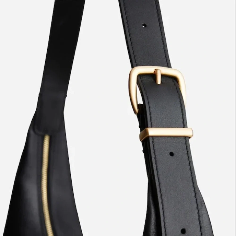 Madewell essential curve black slouch genuine leather sling hobo shoulder bag - Picture 8 of 8